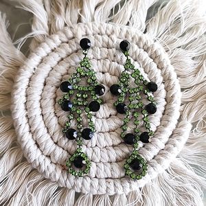 GREEN gemstones Earrings 8cm length